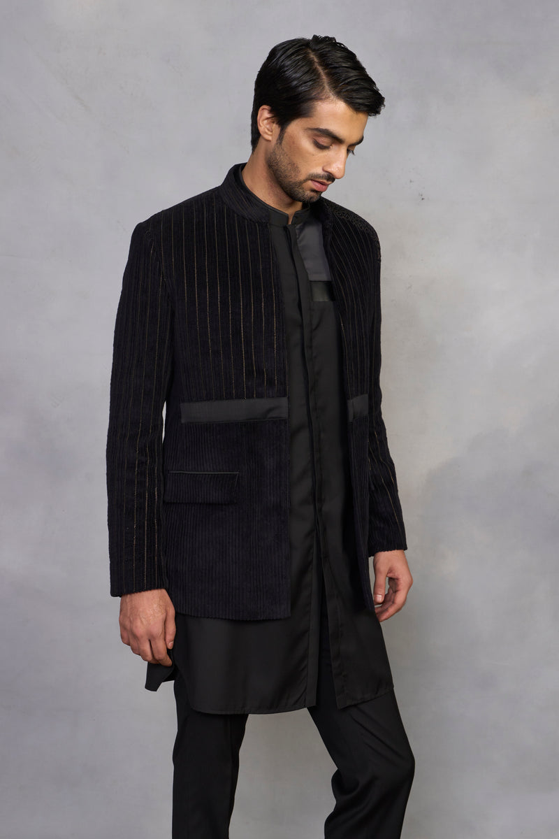 Suroor Black Jodhpuri Set