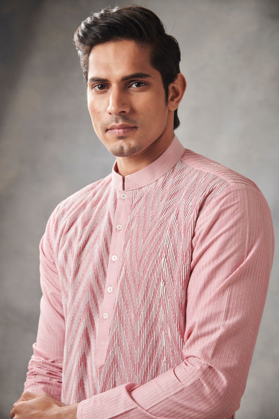 PINK APPLIQUE PINTUCKED KURTA SET 2