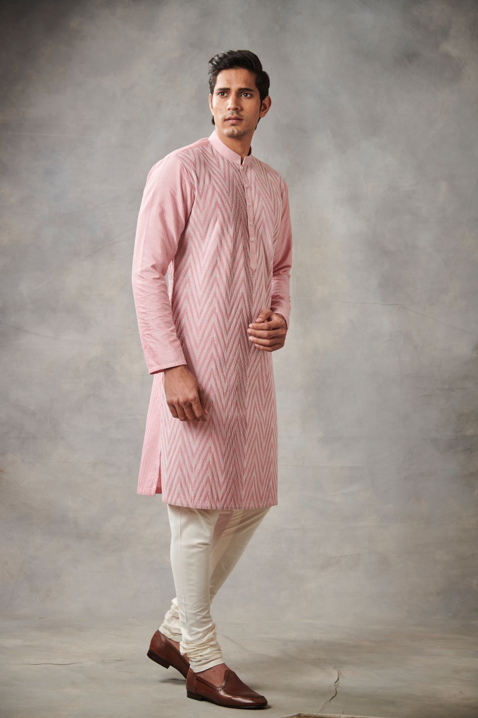 PINK APPLIQUE PINTUCKED KURTA SET 4