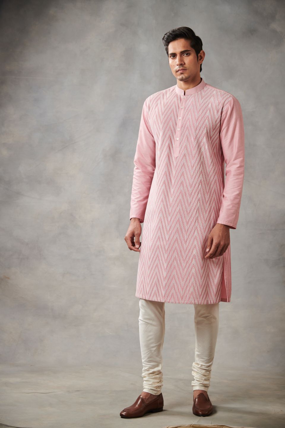 PINK APPLIQUE PINTUCKED KURTA SET 6