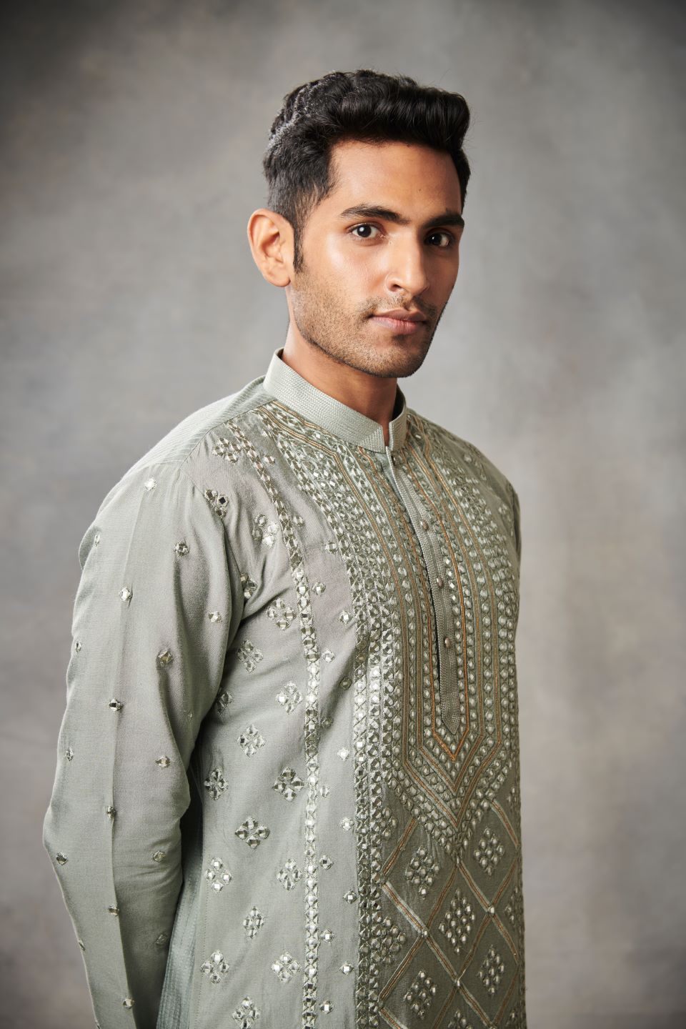 GREY MIRROR WORK KURTA SET 5