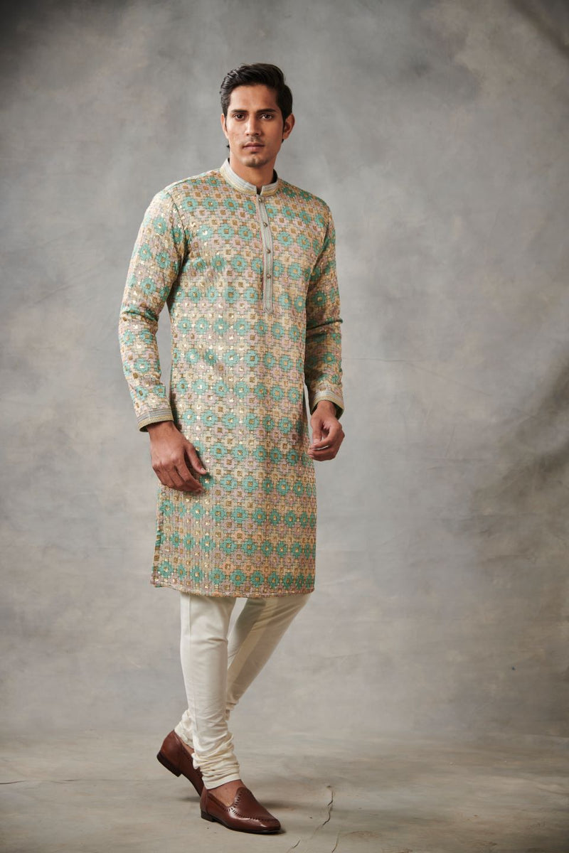 MULTI-COLOR GEORGETTE EMBROIDERED KURTA SET