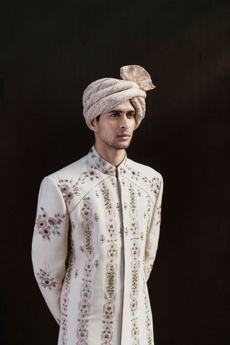 ROSE SILK EMBROIDERED SHERWANI SET 2