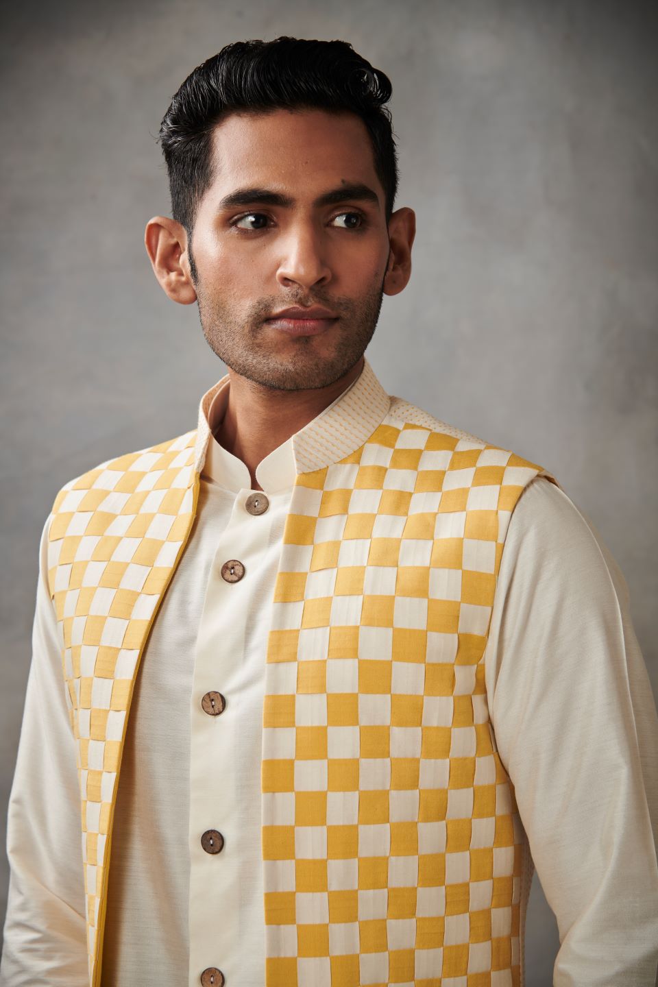 YELLOW WOVEN SILK BUNDI SET 5