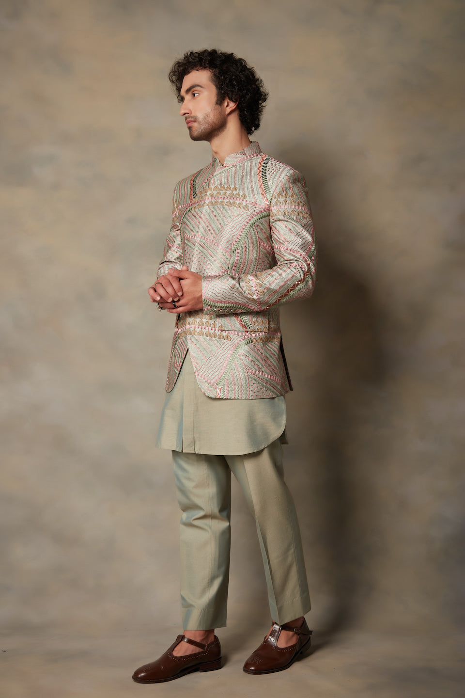 MULTICOLORED EMBROIDERED JODHPURI SET