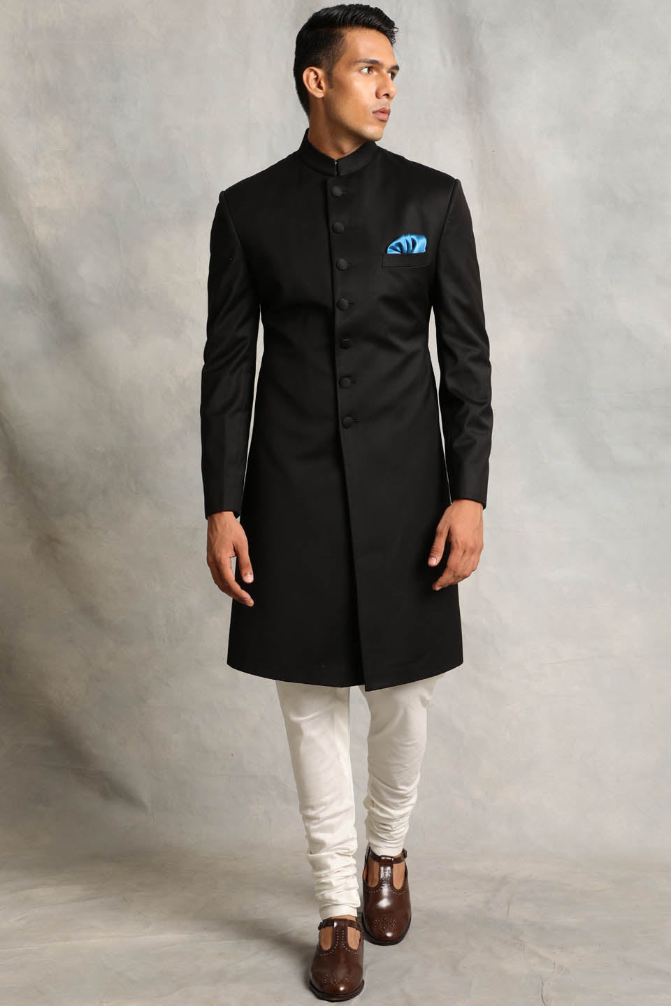 SOLID BLACK SHERWANI SET 1