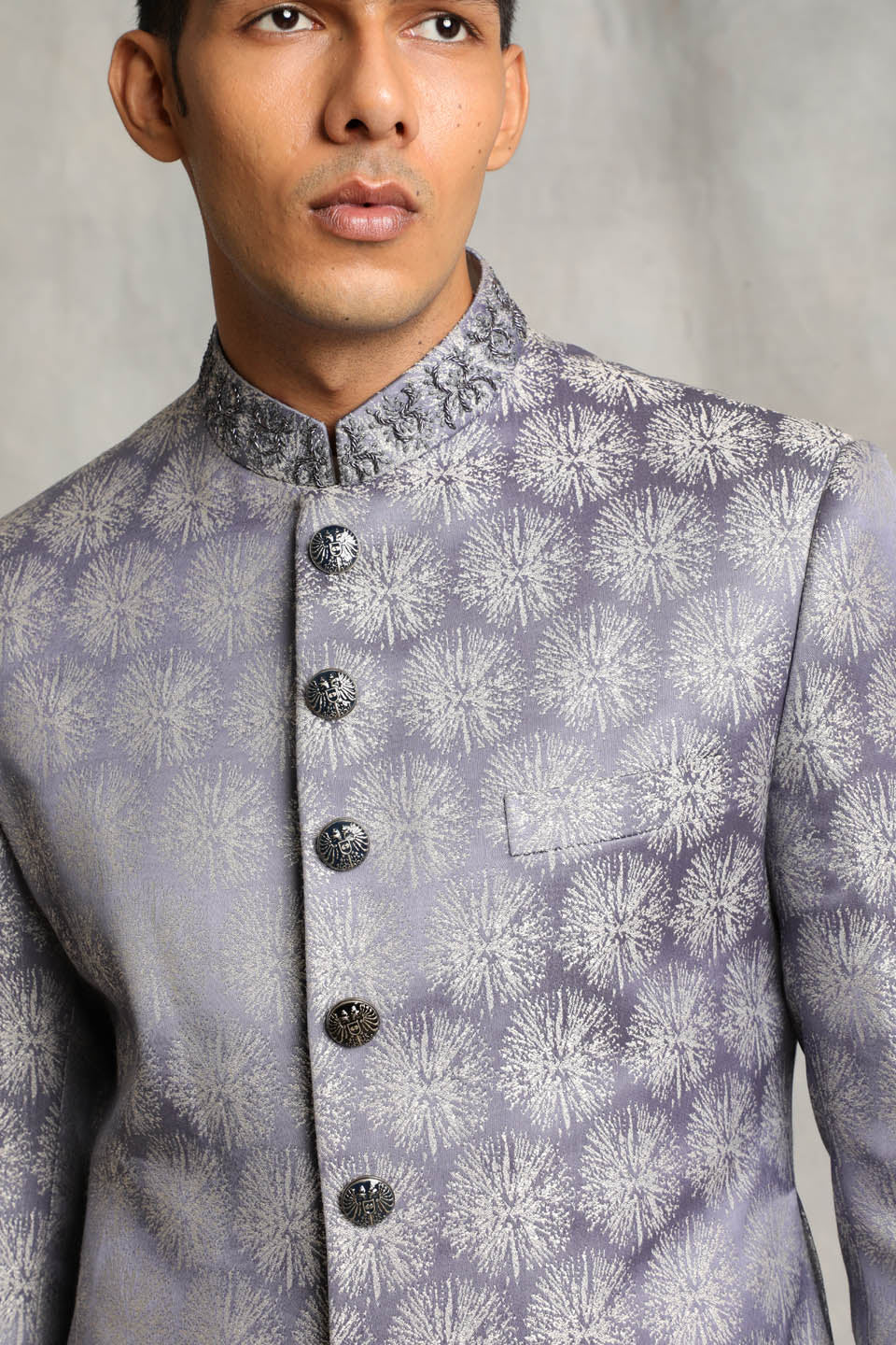 MAUVE SELF-TEXTURED SHERWANI SET 2