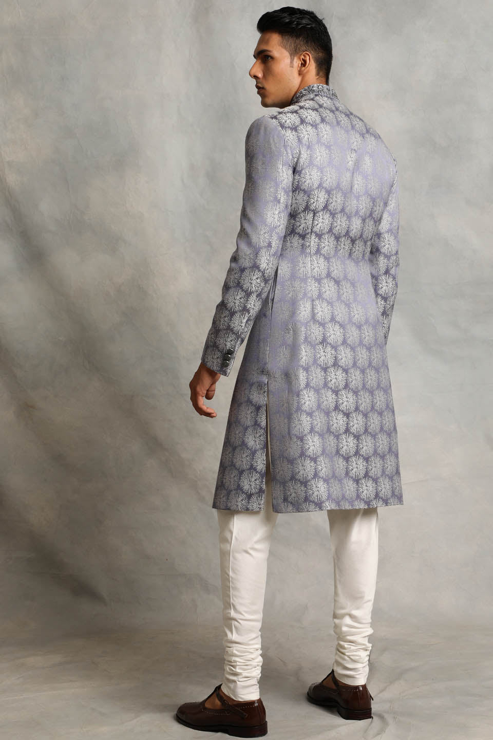 MAUVE SELF-TEXTURED SHERWANI SET 4