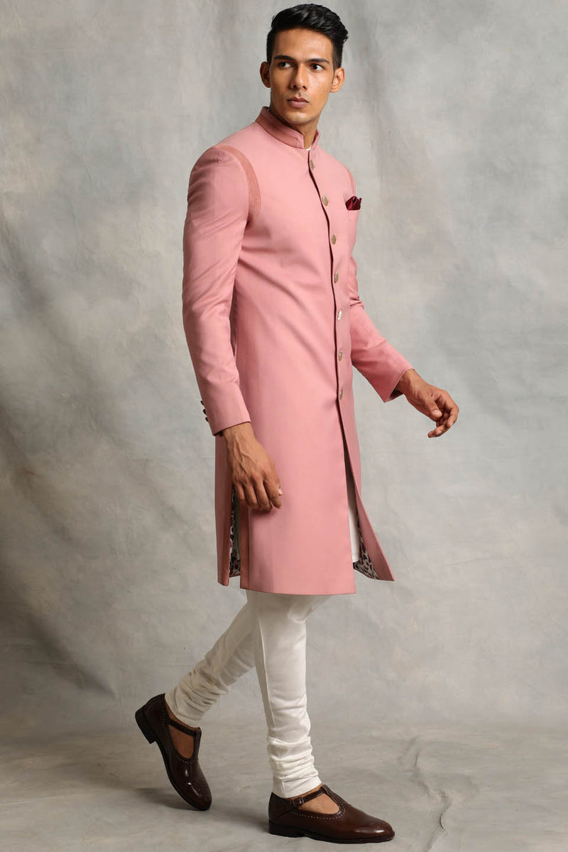 SOLID PINK SHERWANI SET 2