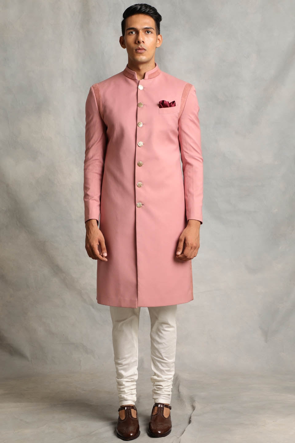 SOLID PINK SHERWANI SET 1