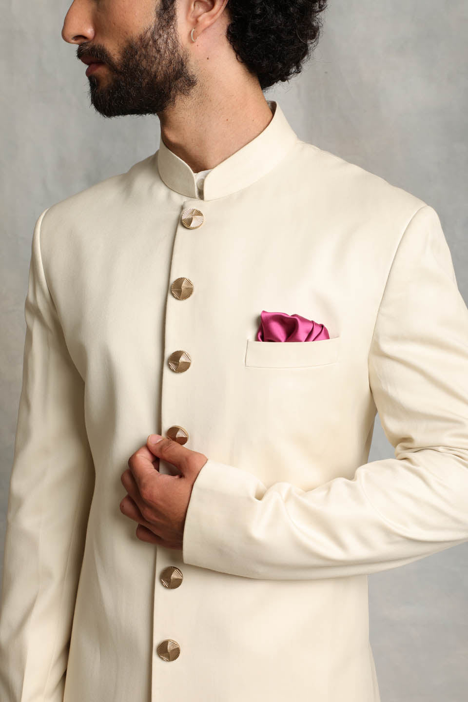 SOLID IVORY SHERWANI SET 5