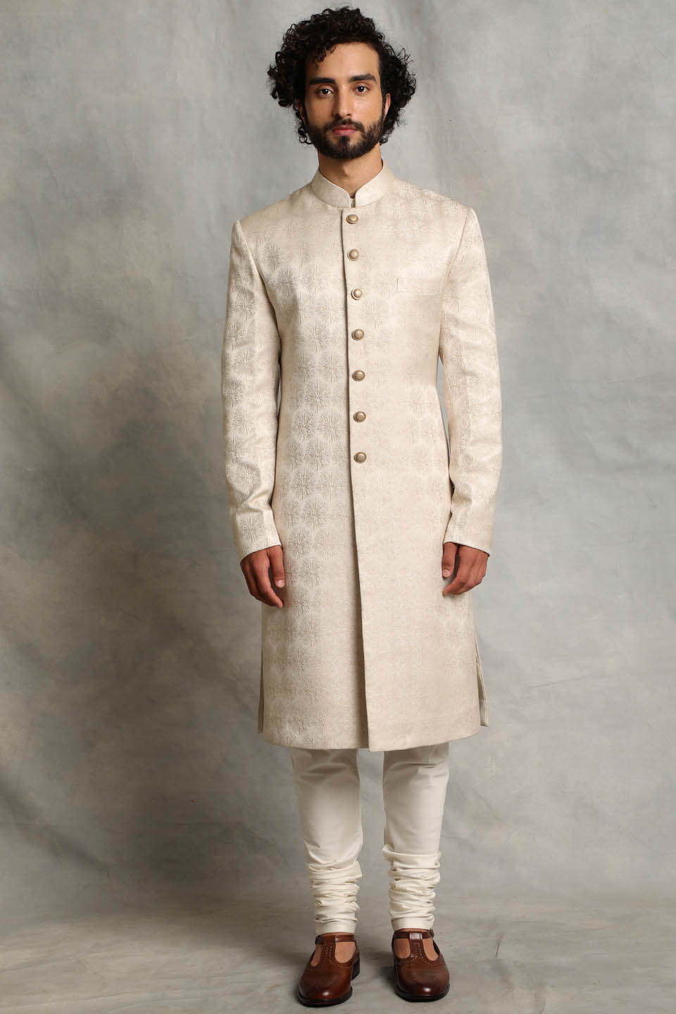 IVORY TEXTURED SHERWANI SET 1