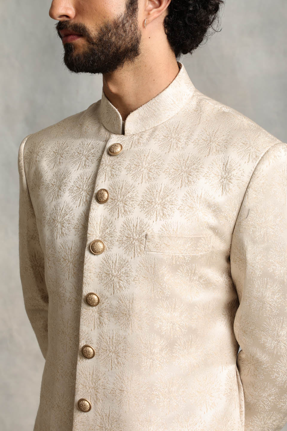 IVORY TEXTURED SHERWANI SET 5