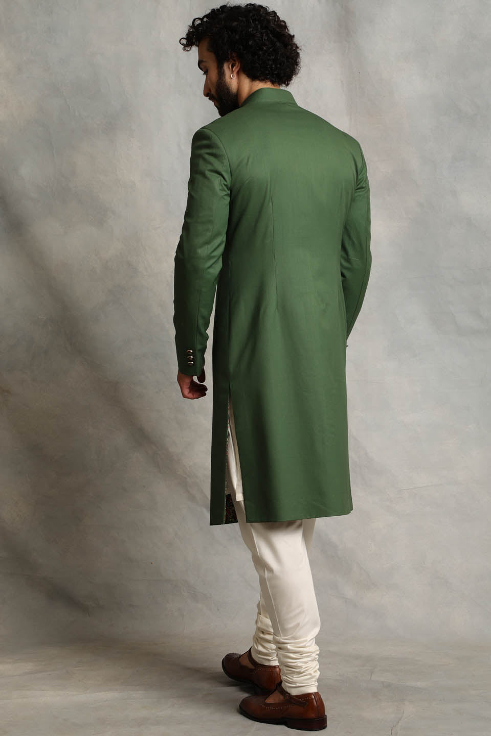 SOLID GREEN SHERWANI SET 2