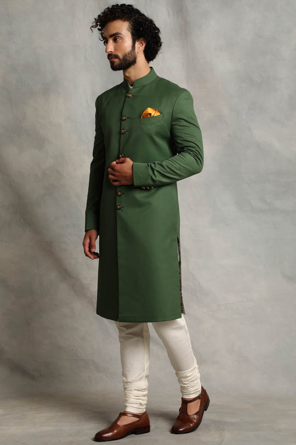 SOLID GREEN SHERWANI SET 3