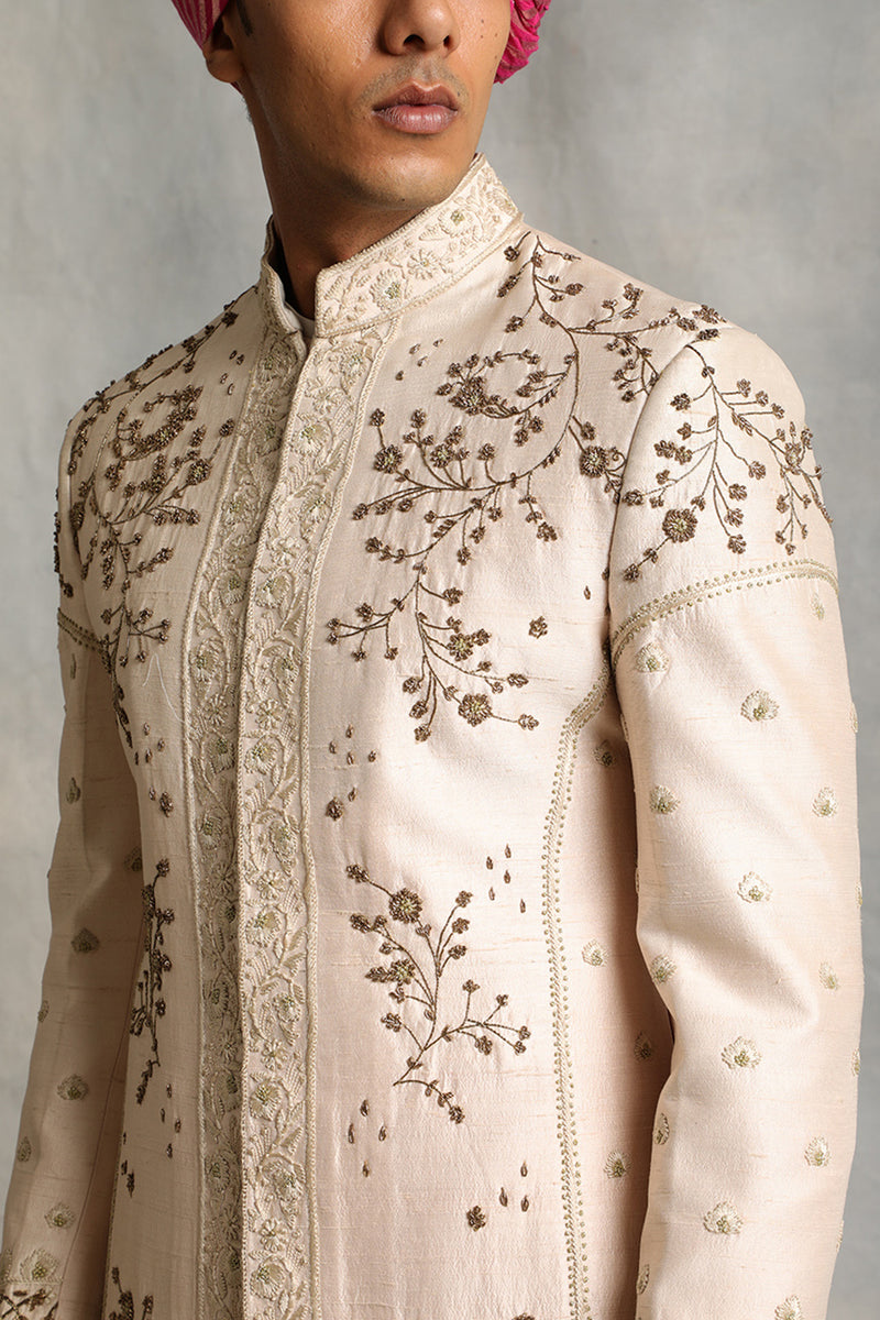 PINK EMBROIDERED SILK SHERWANI SET 2