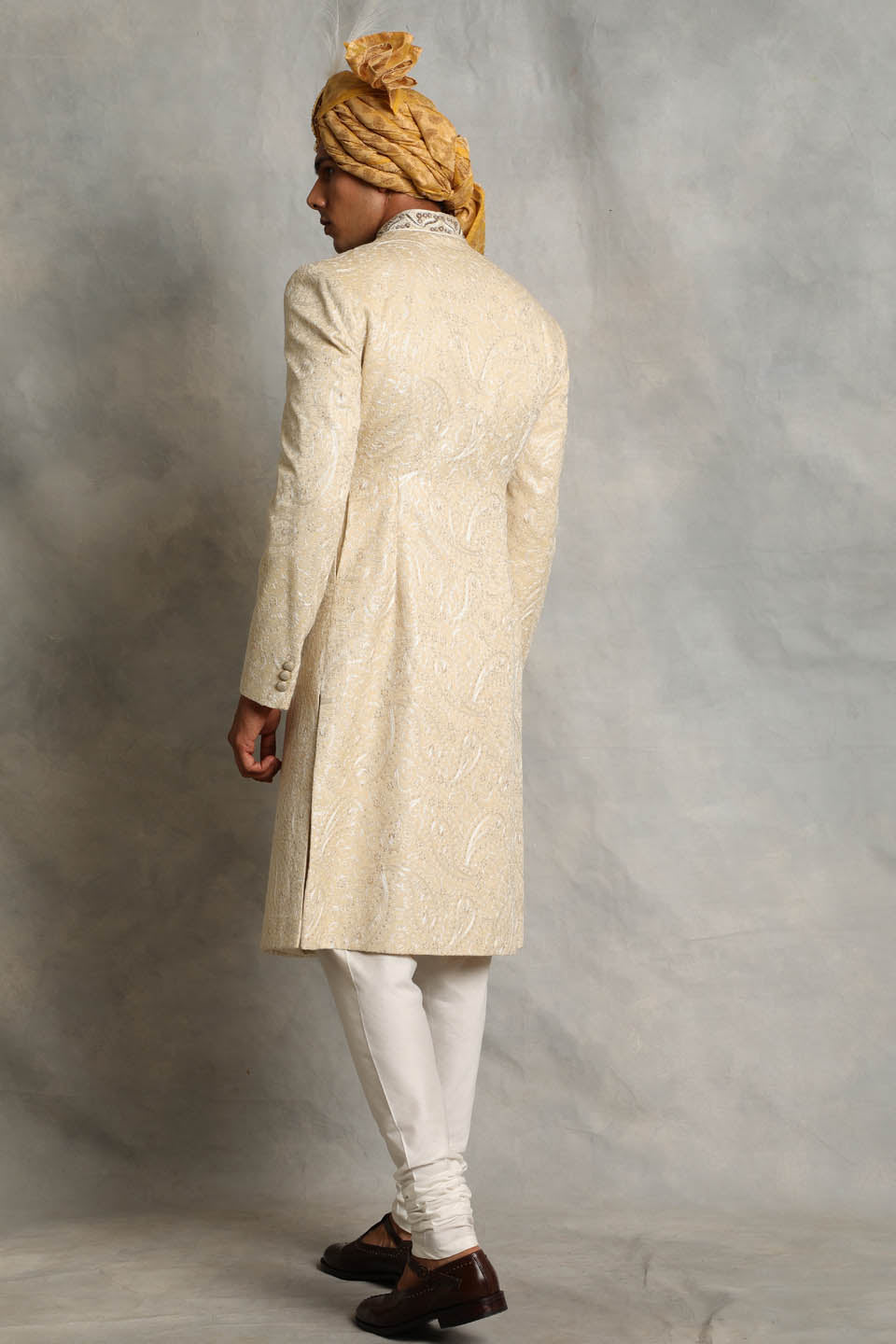 IVORY EMBROIDERED SHERWANI SET 2