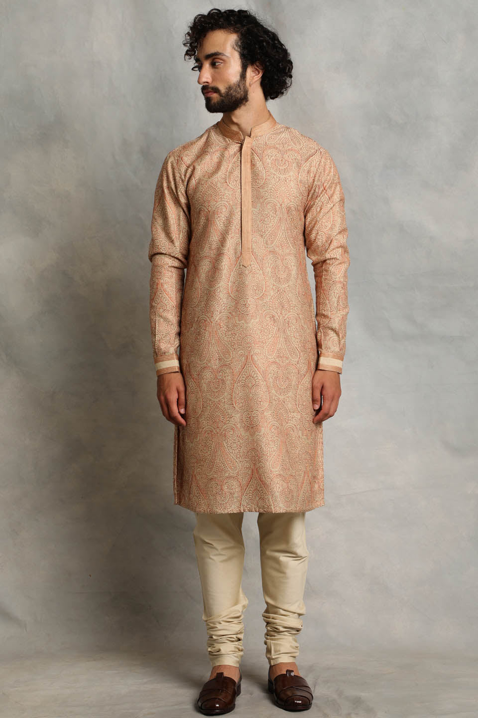 BEIGE EMBROIDERED KURTA SET 1