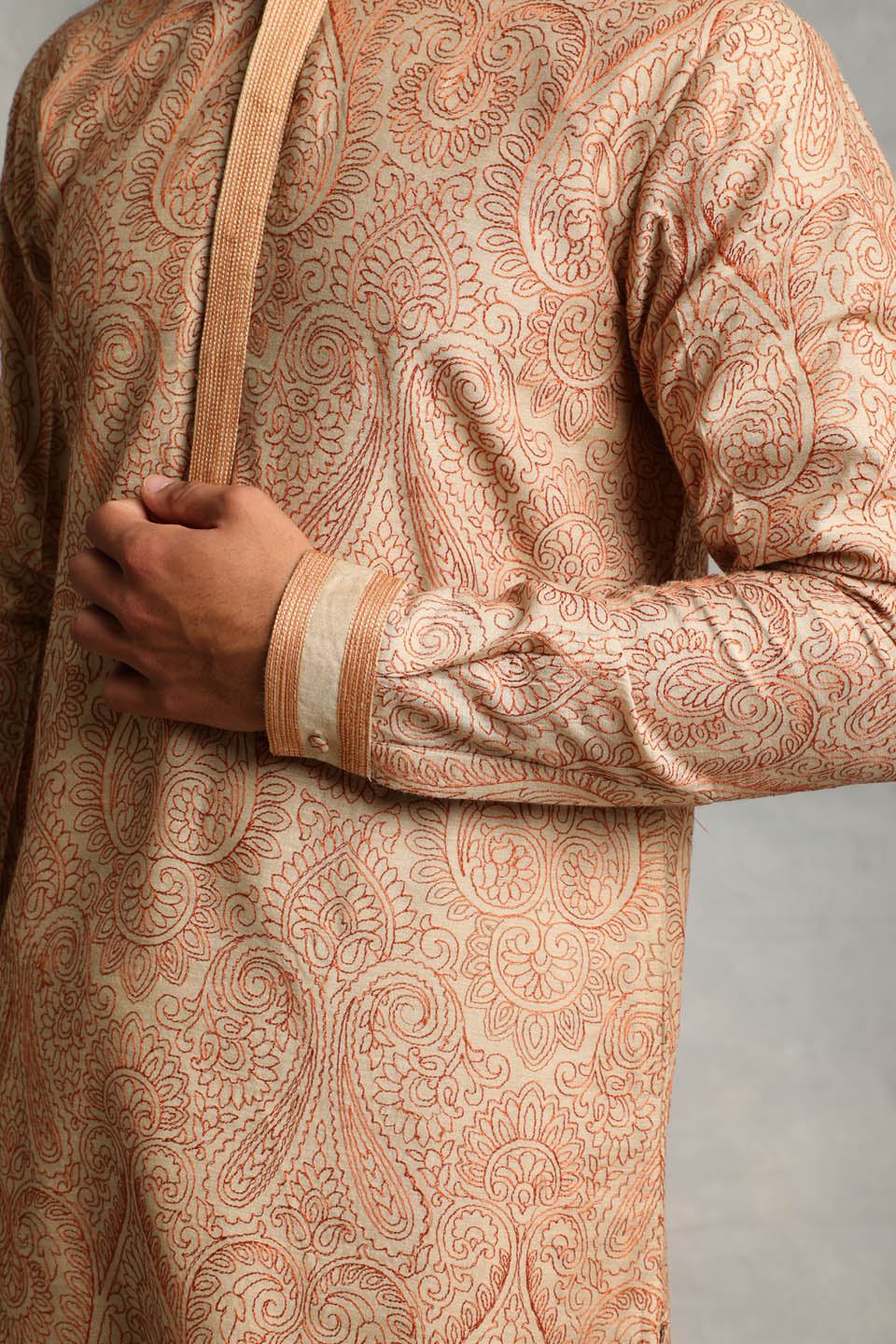 BEIGE EMBROIDERED KURTA SET 5