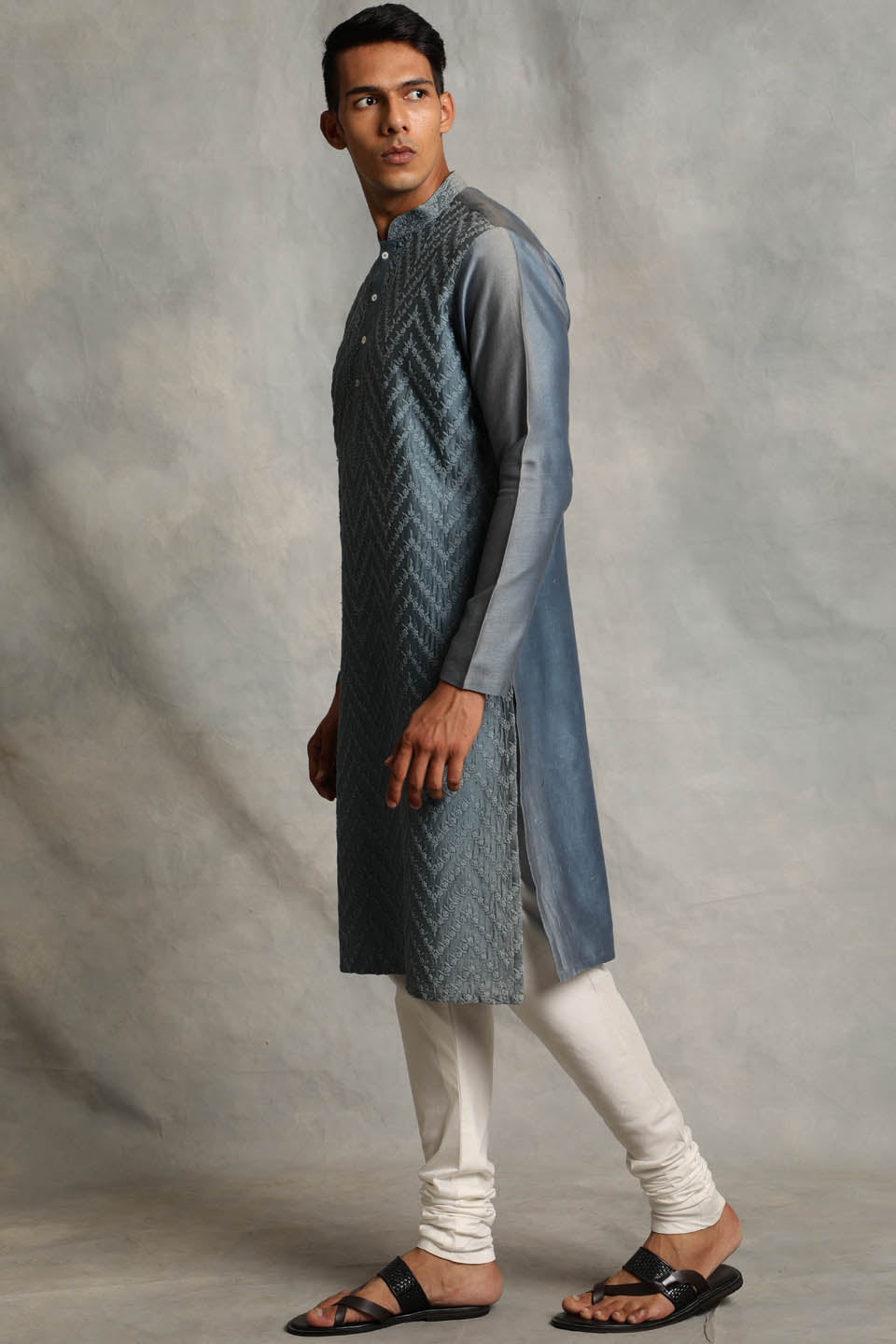 TEAL BLUE EMBROIDERED KURTA SET 3