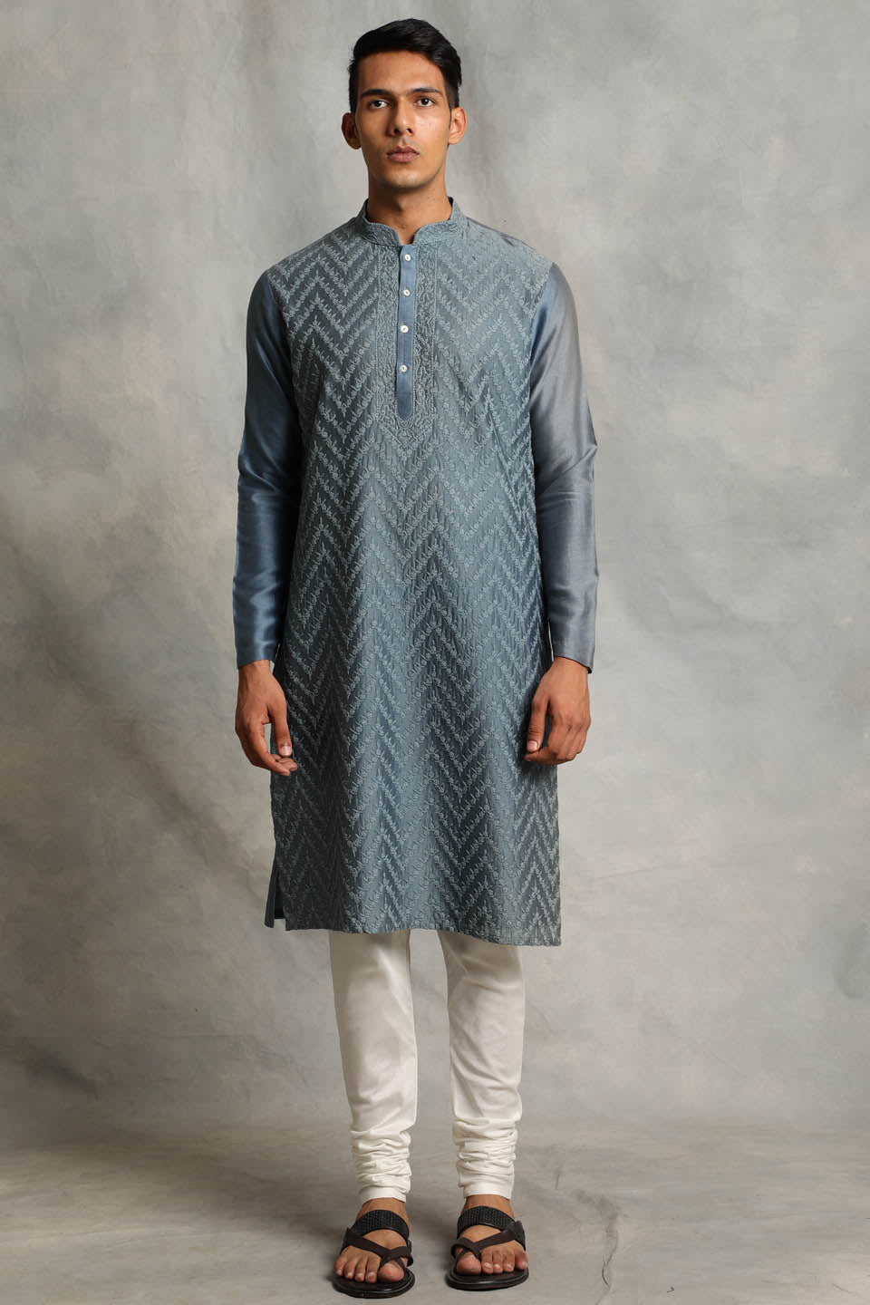 TEAL BLUE EMBROIDERED KURTA SET 1