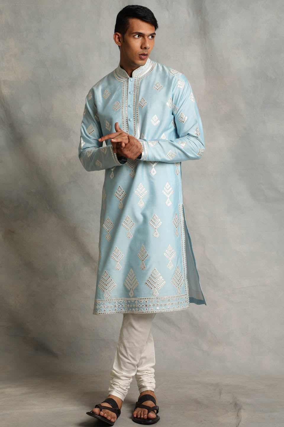 SKY APPLIQUE KURTA SET 1