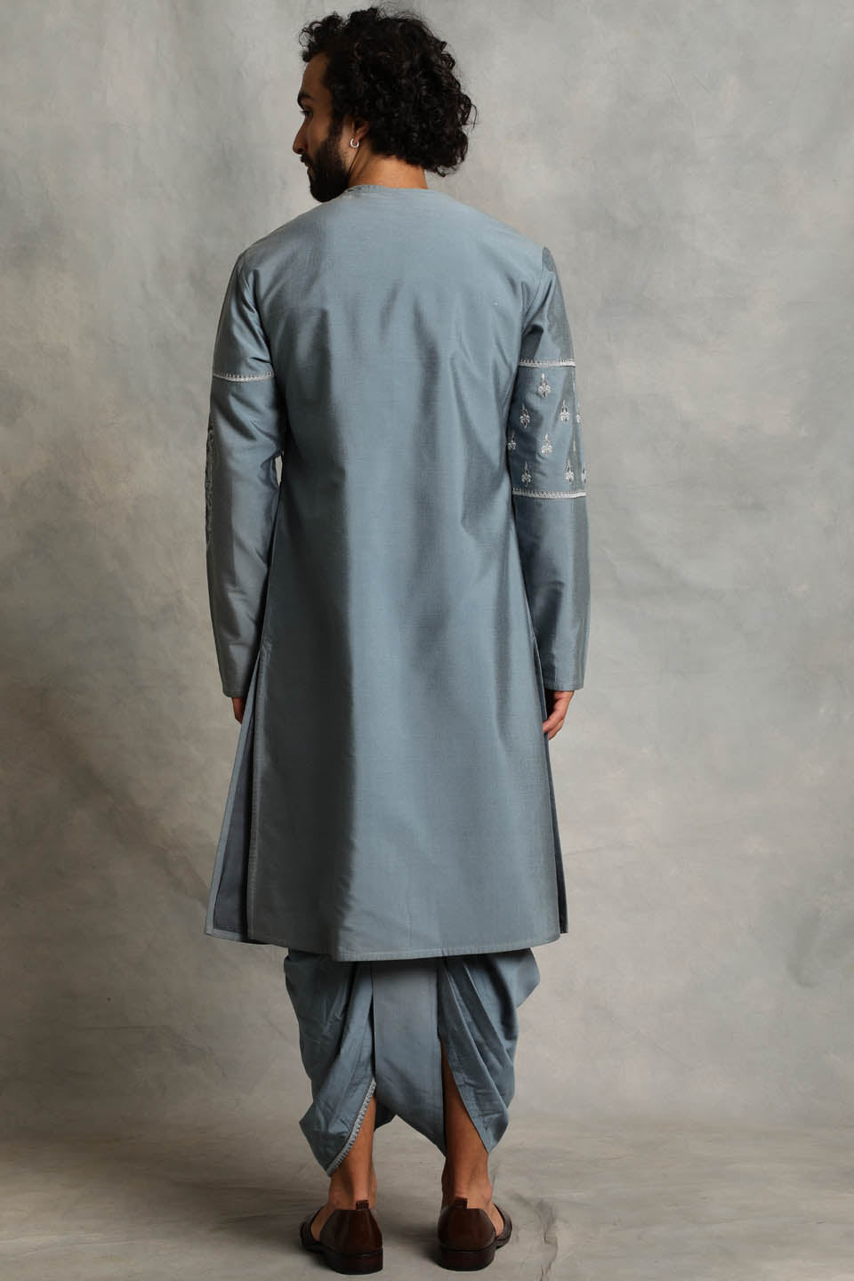 BLUE ANGRAKHA SILK KURTA SET 2