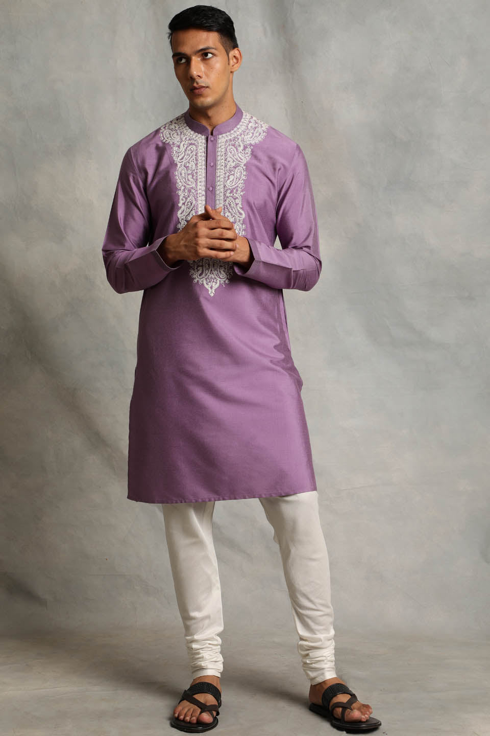 PURPLE EMBROIDERED KURTA SET 4