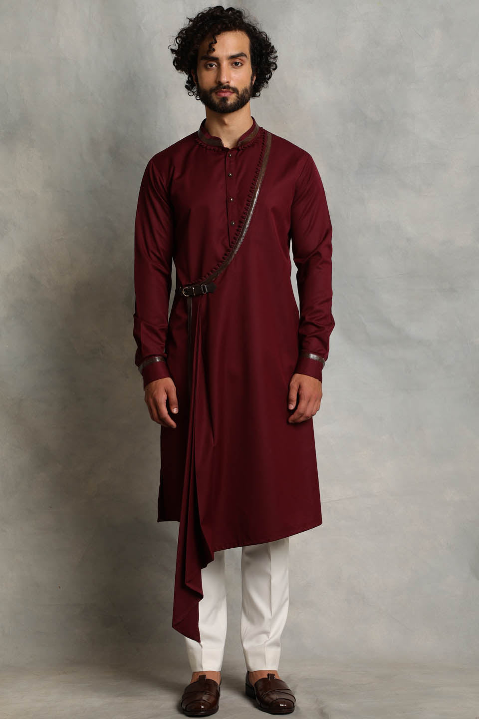 WINE ANGRAKHA DRAPE KURTA SET 1