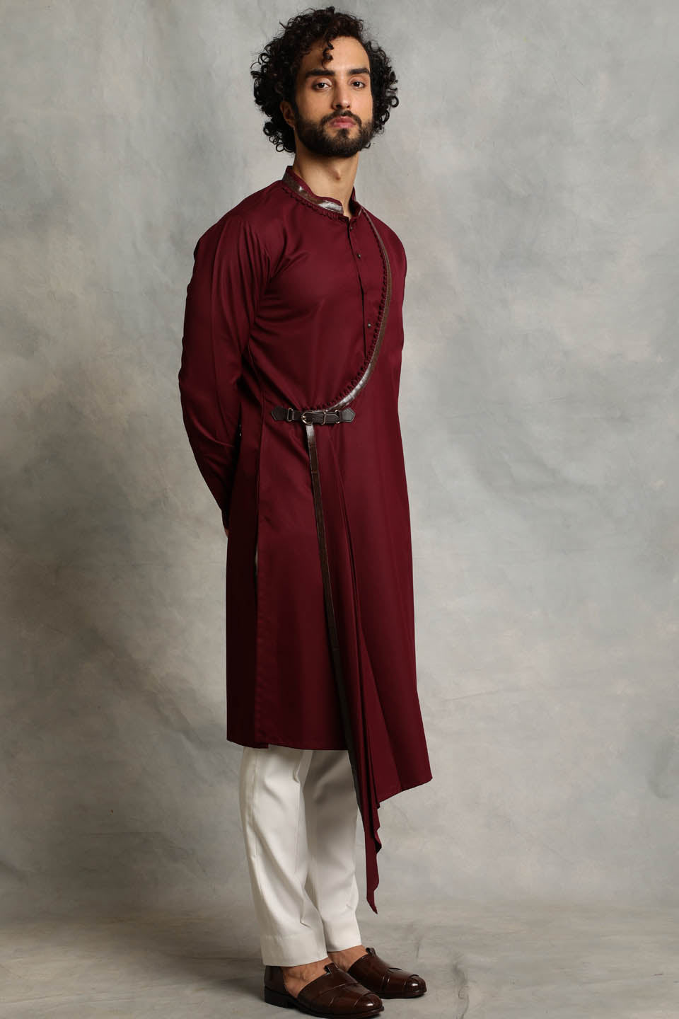 WINE ANGRAKHA DRAPE KURTA SET 4