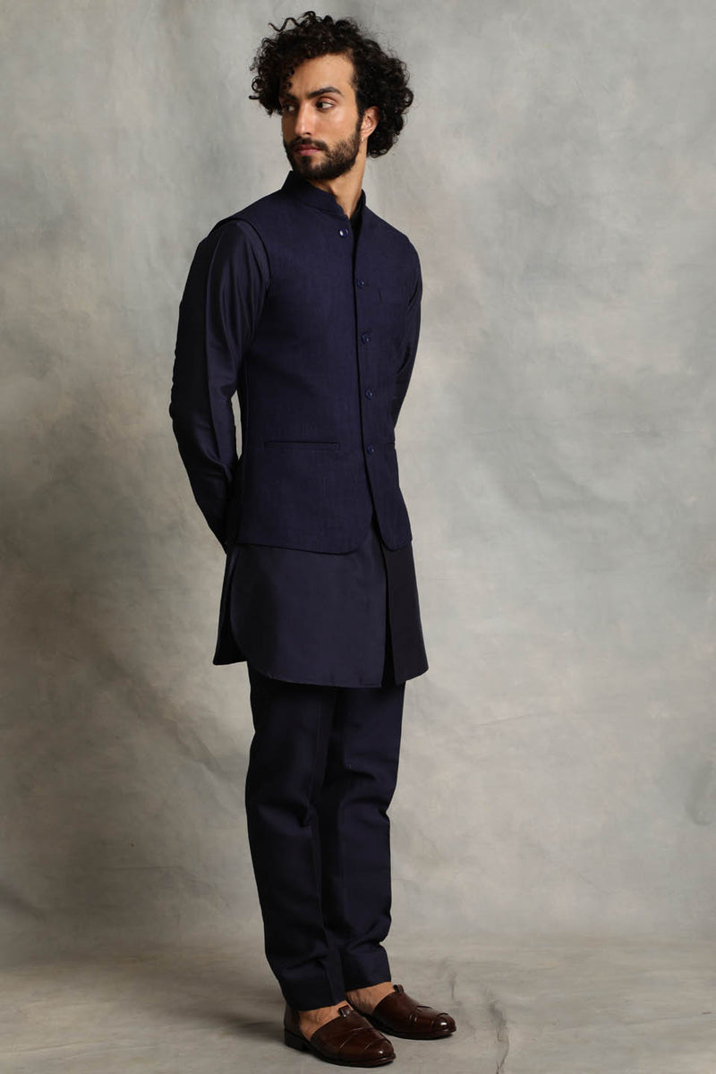 NAVY PLAIN BUNDI SET 2