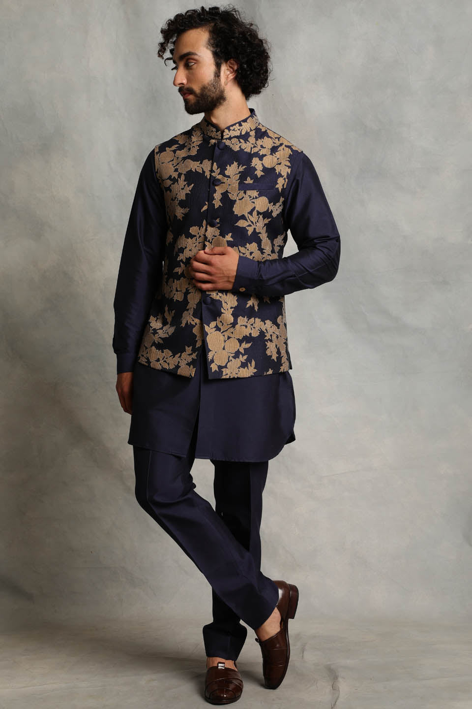 NAVY APPLIQUE BUNDI SET 1