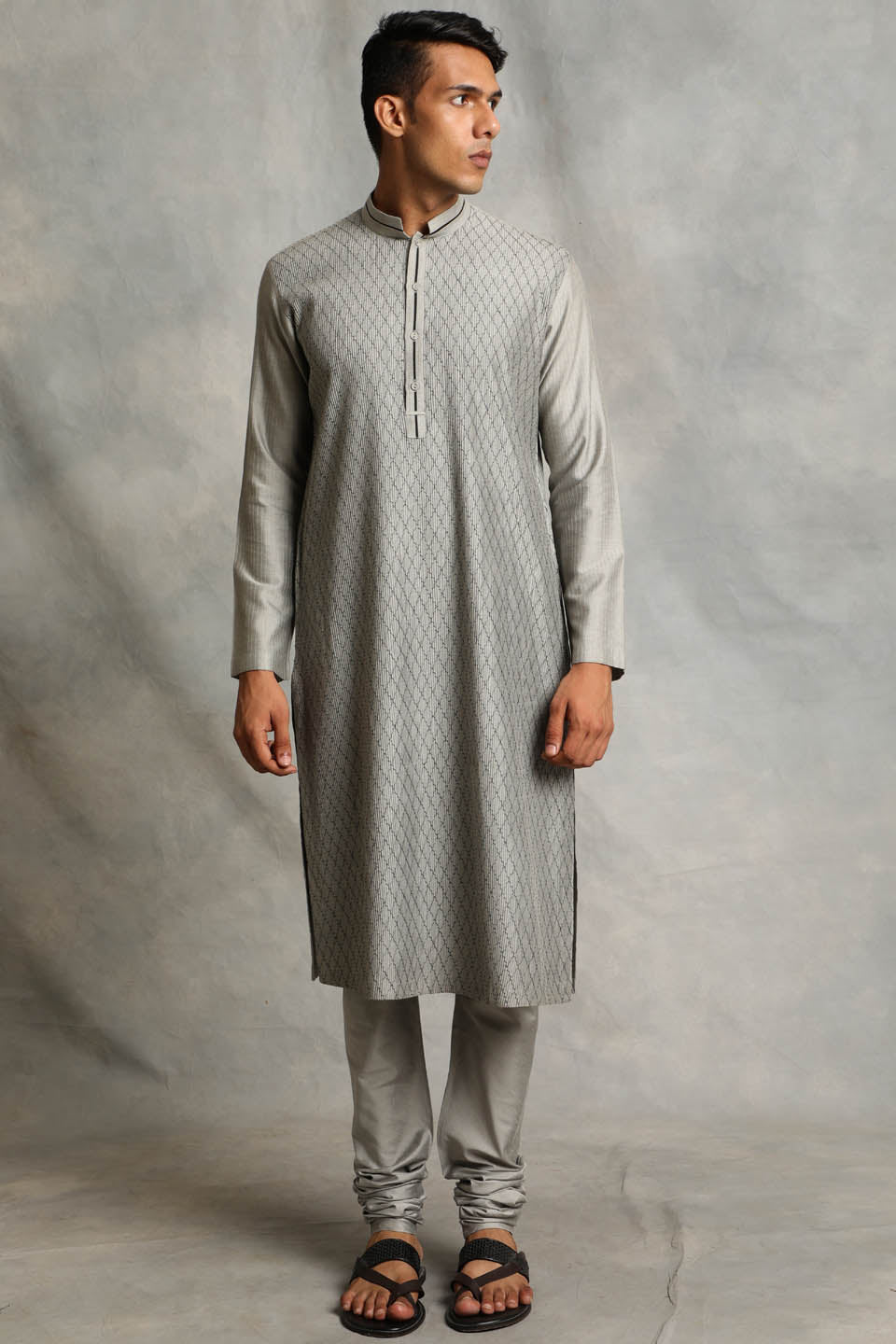 GREY PINTUCKED KURTA SET 1