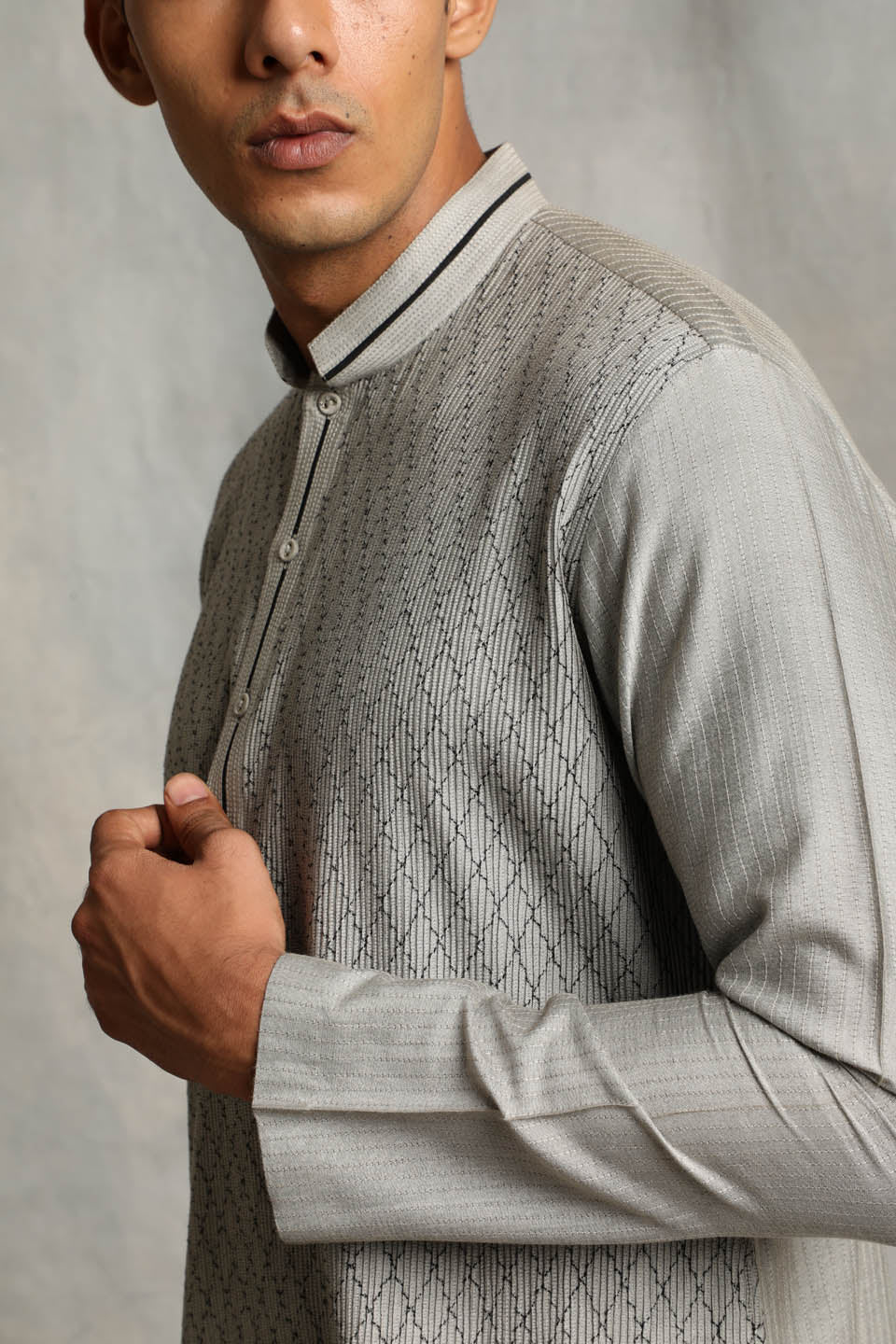 GREY PINTUCKED KURTA SET 5