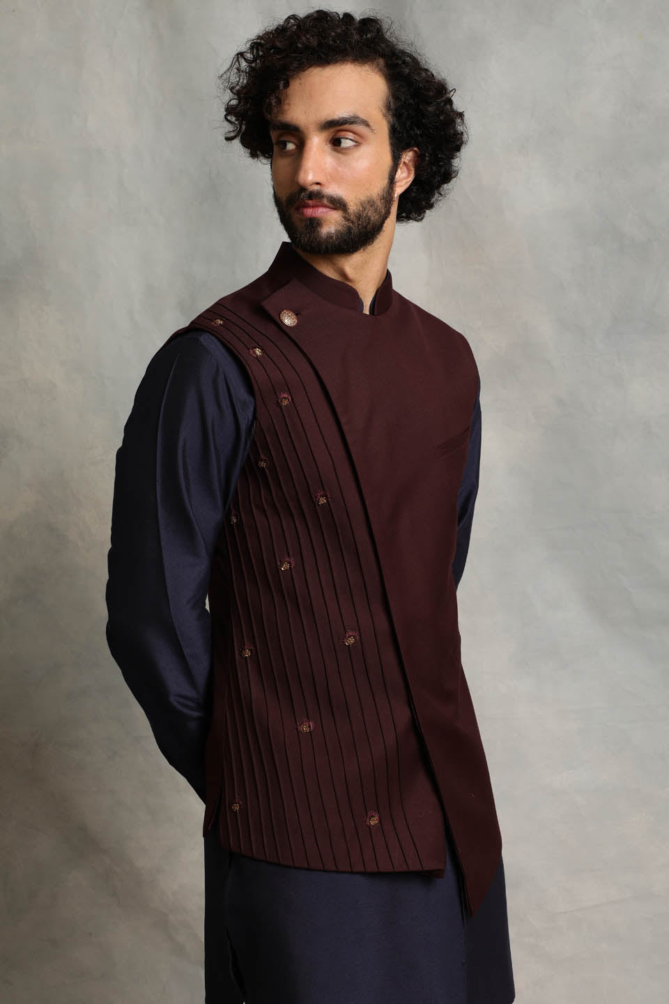 WINE PINTUCKED BUNDI SET 3