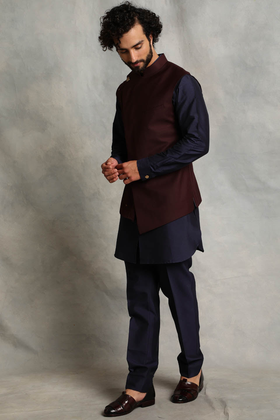 WINE PINTUCKED BUNDI SET 5