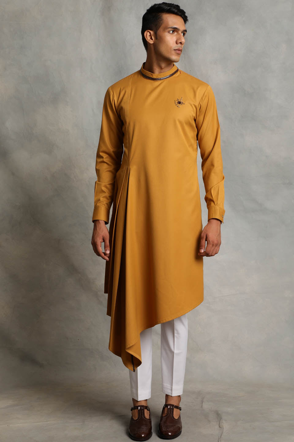 MUSTARD DRAPE KURTA SET 1