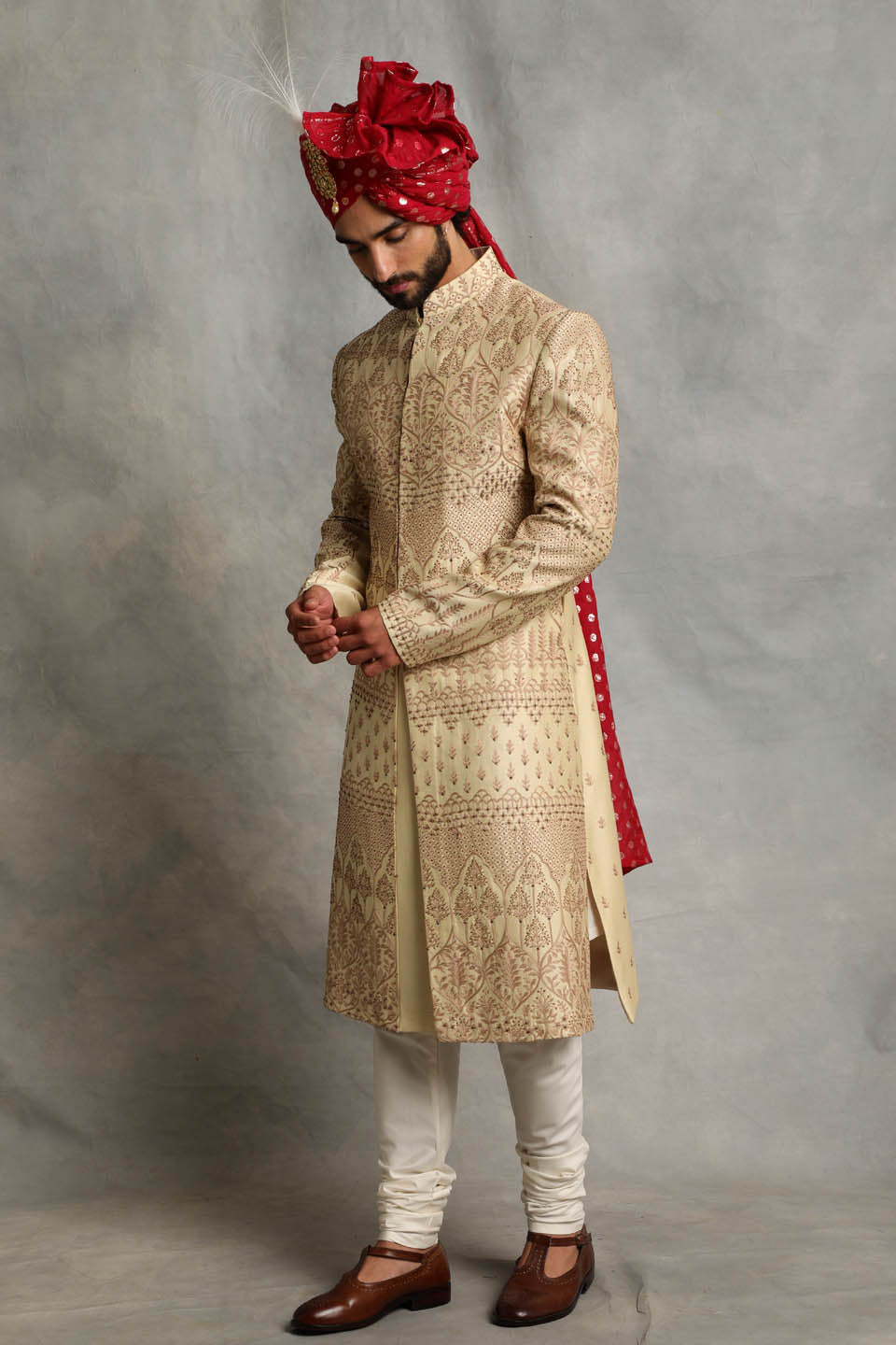 GOLD EMBROIDERED SHERWANI SET 3