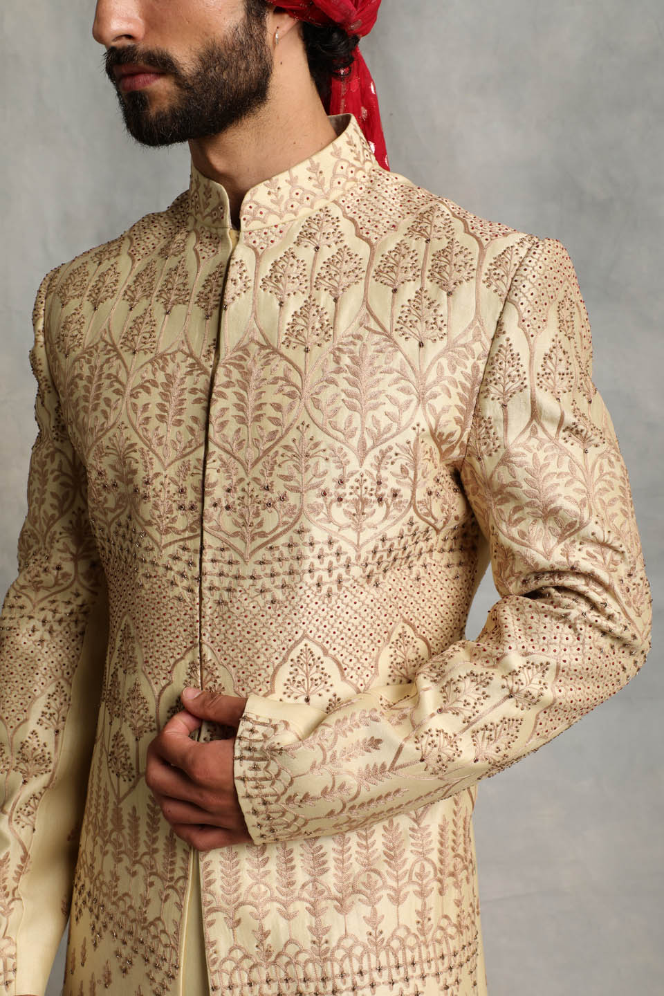 GOLD EMBROIDERED SHERWANI SET 5