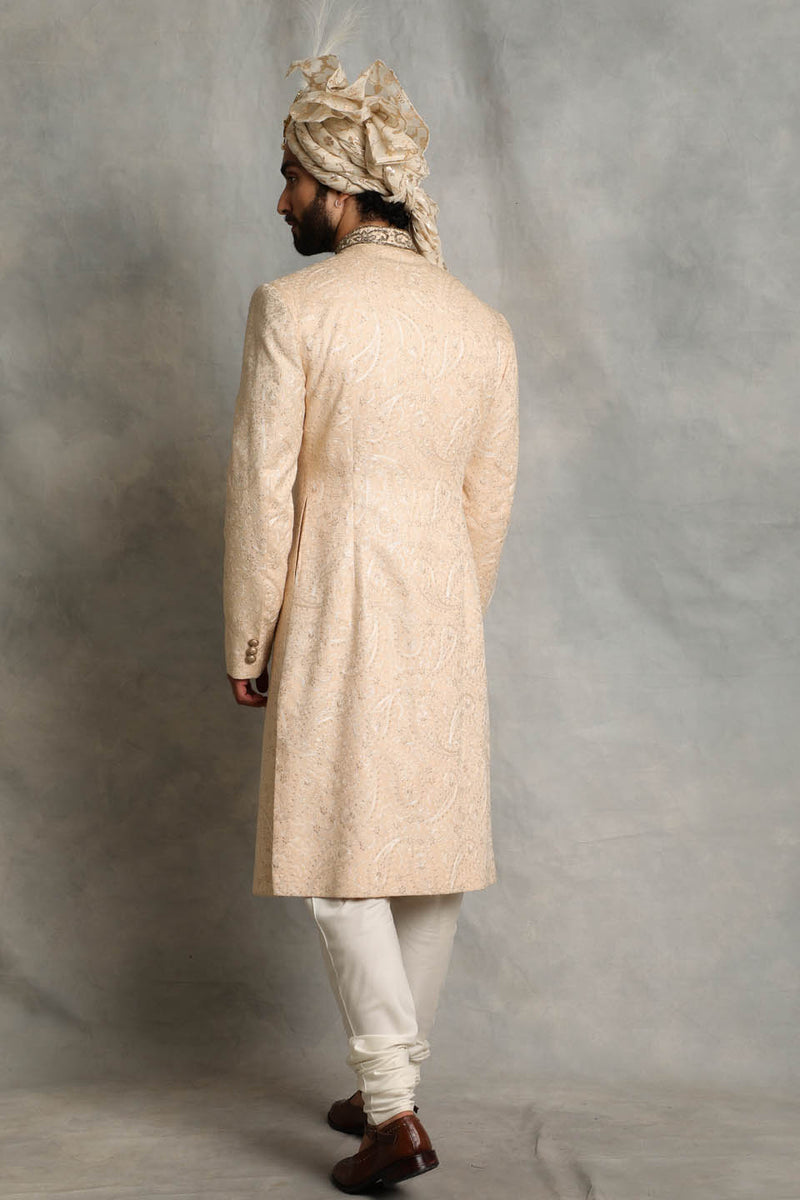 PEACH EMBROIDERED SHERWANI SET 2