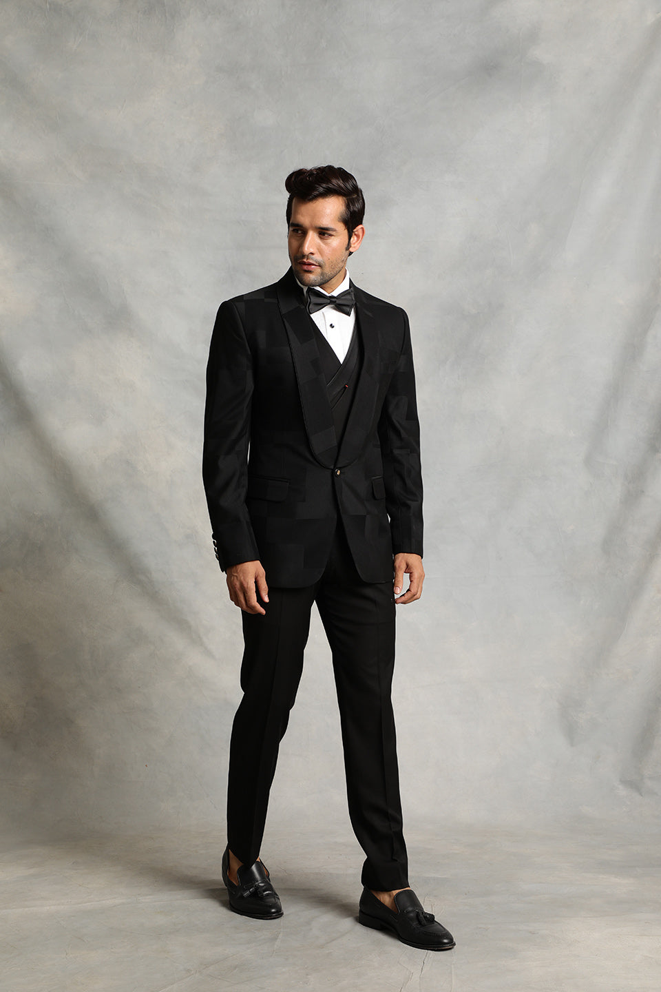 BLACK SELF-CHECK TUXEDO SET 2