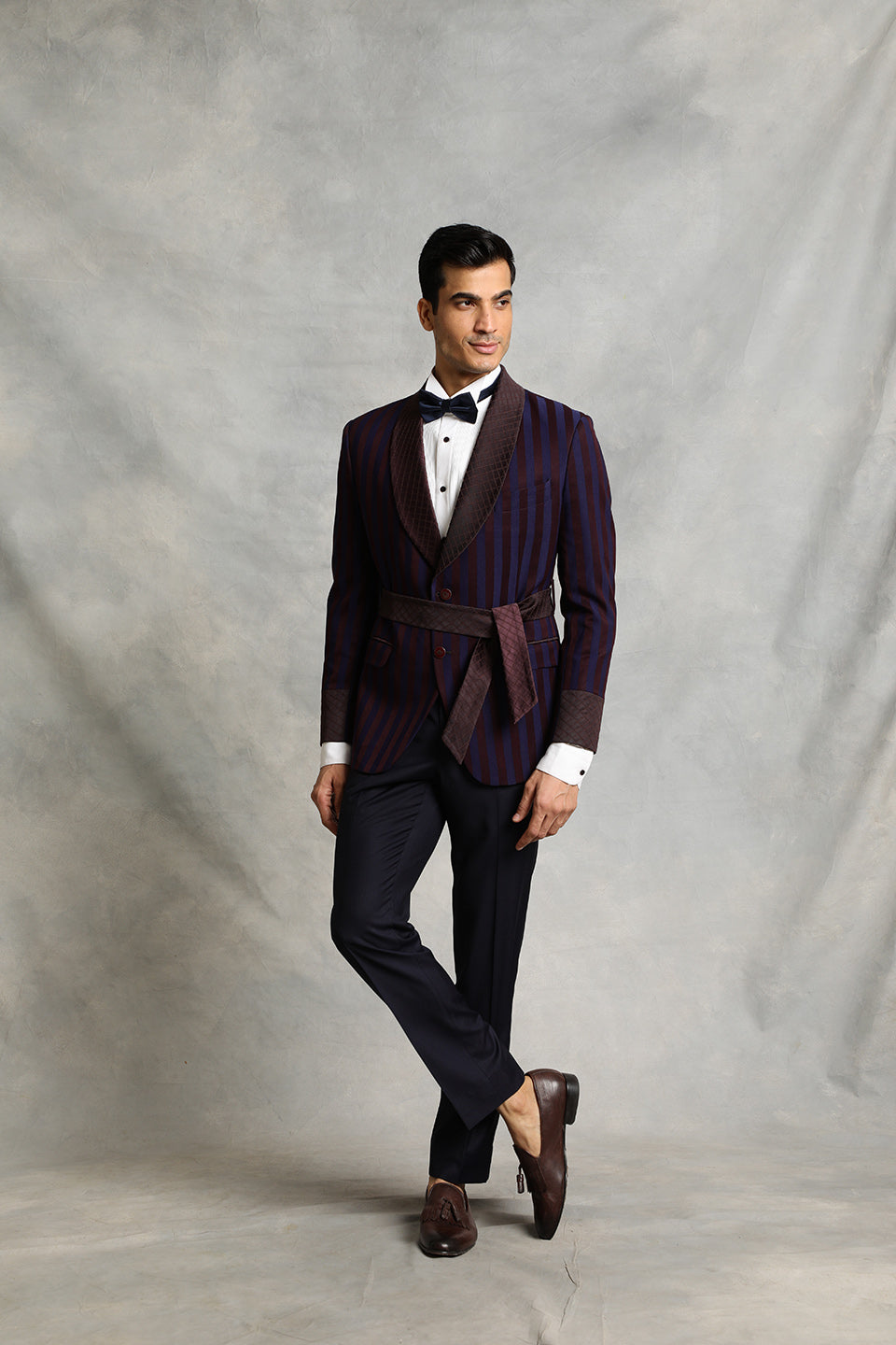 WINE STRIPED TUXEDO SET 1