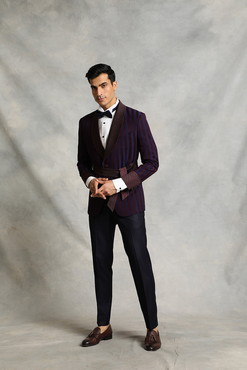 WINE STRIPED TUXEDO SET 2