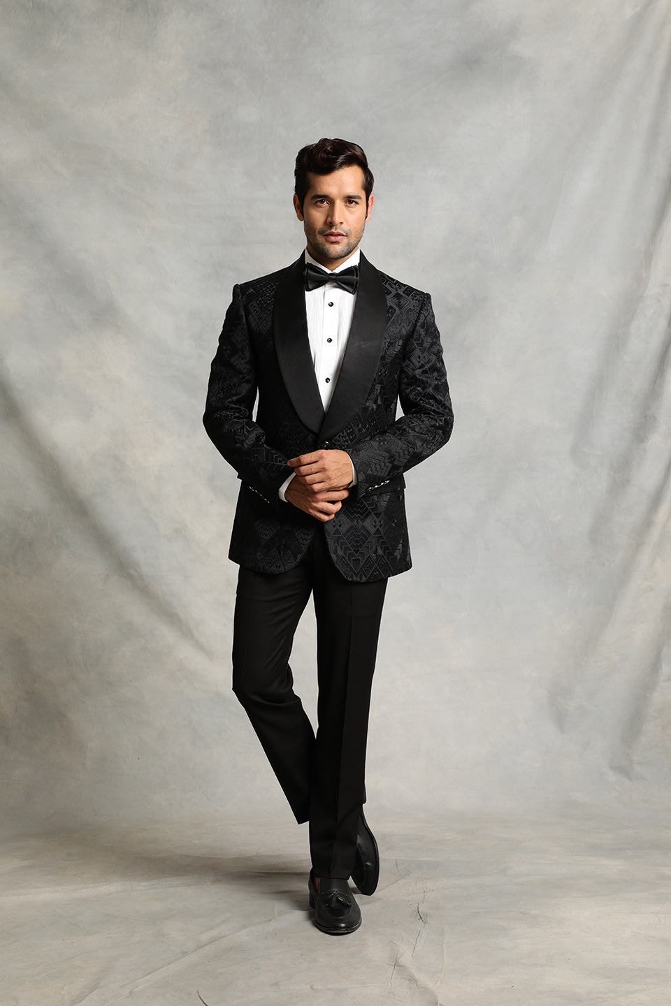 BLACK EMBROIDERED TUXEDO SET 1