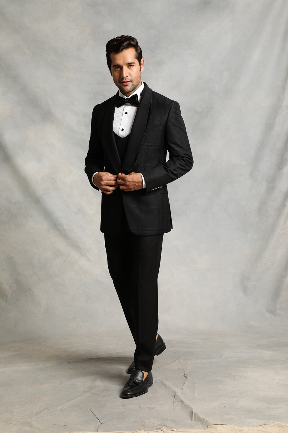 BLACK SELF-CHECK TUXEDO SET 2