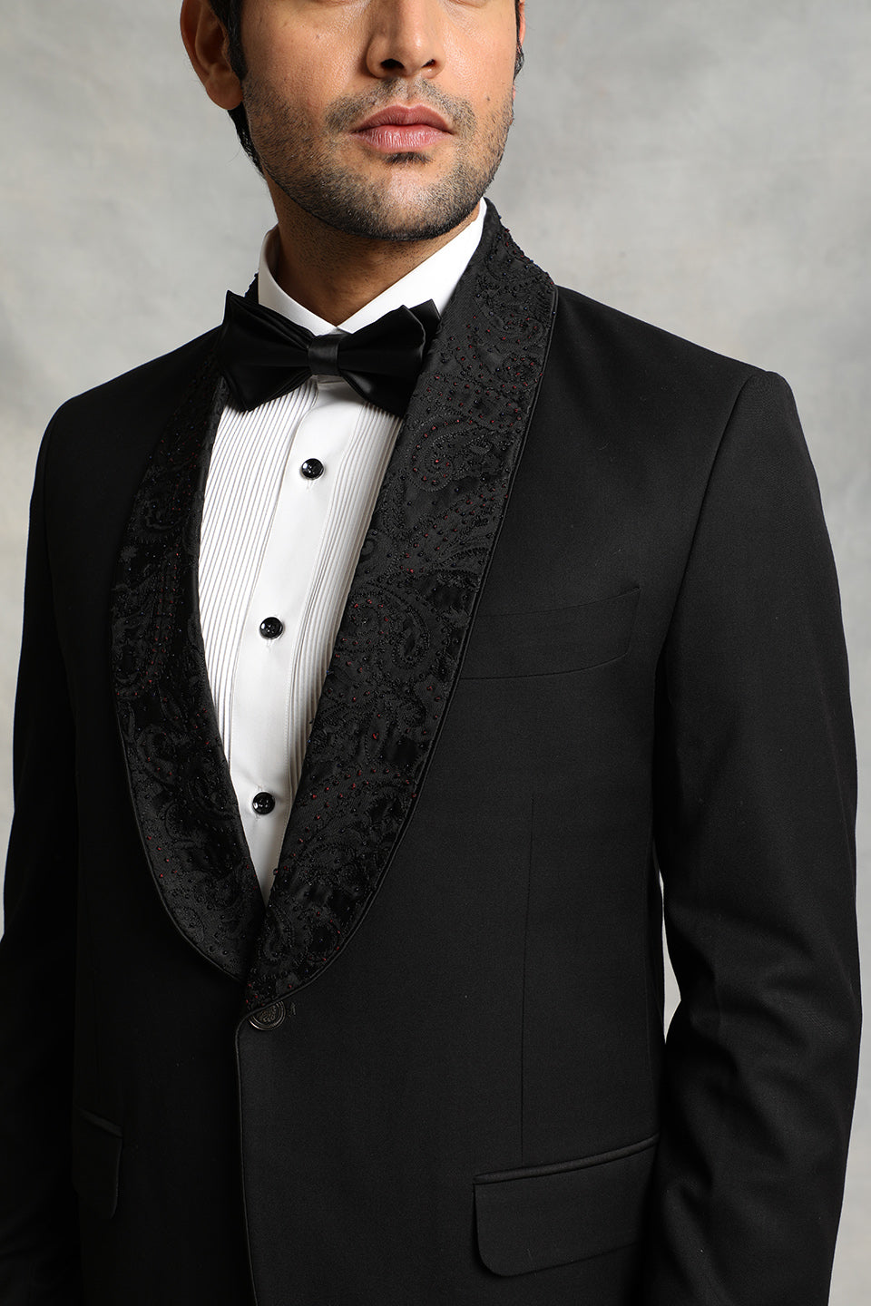 BLACK EMBROIDERED TUXEDO SET 4