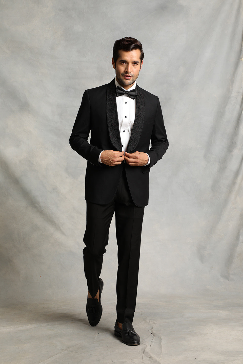 BLACK EMBROIDERED TUXEDO SET 5