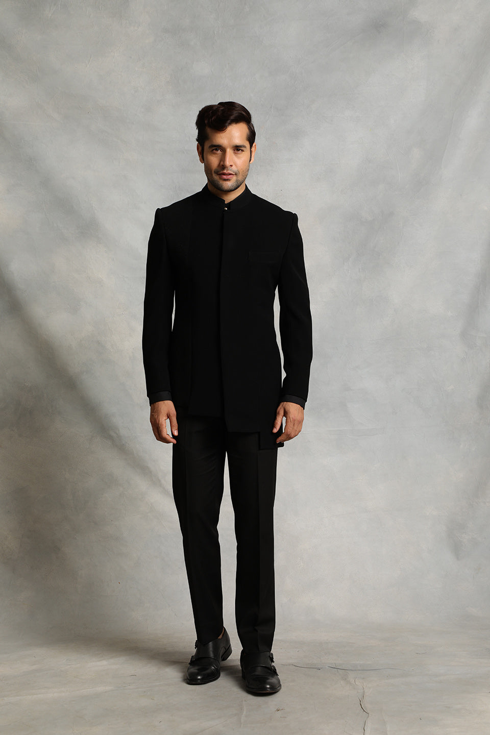 BLACK PANELED BANDHGALA SET 1