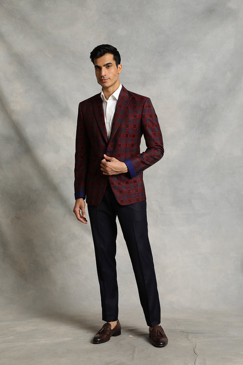 RED CHECKERED COMBINATION SUIT 1