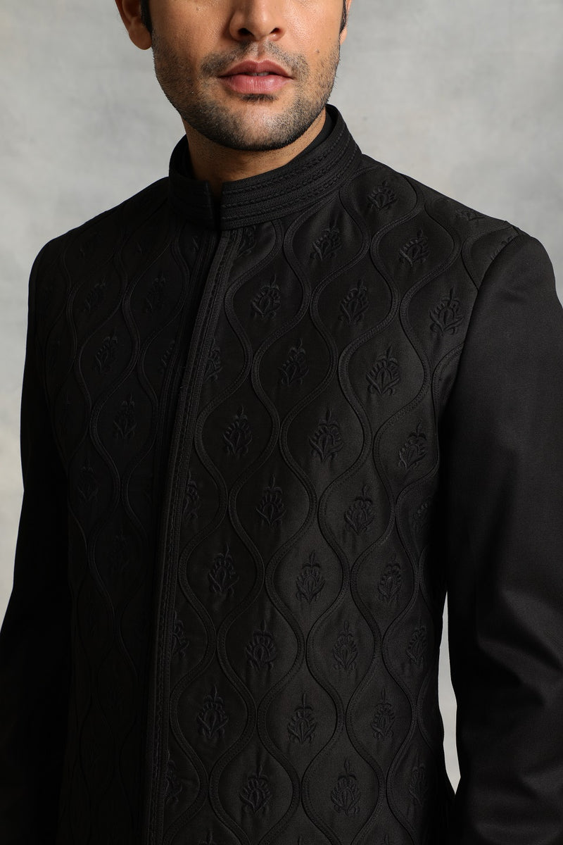 BLACK EMBROIDERED INDO SET 4